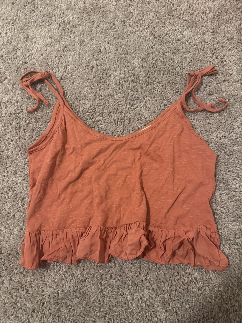 Urban Outfitters Rust Tie-Shoulder Ruffle Hem Camisole